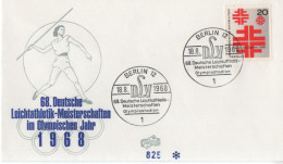 Germany Deutschland 1968 FDC Im Olympischen Jahr Olympic Games, Javelin Throw, Leichtathletik-Meisterschaften, Berlin - 1961-1970