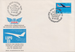 1969 Schweiz, "FISA " TAG DER AEROPHILATELIE,"LUPO 69" ,Zum:CH 465, Mi:CH 899, - First Flight Covers