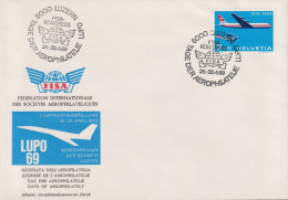 1969 Schweiz, "FISA " TAG DER AEROPHILATELIE,"LUPO 69" ,Zum:CH 465, Mi:CH 899, - Eerste Vluchten