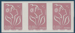 France Marianne De LAMOUCHE Bde De 3 N°4155b** 0.88€ Lilas Brun Clair Variété NON DENTELÉ ACCIDENTEL / SS PHOSPHORE TTB - Unused Stamps