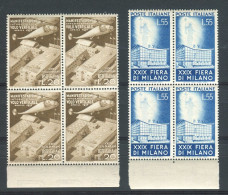 REPUBBLICA 1951 FIERA DI MILANO QUARTINA ** MNH - 1946-60: Nieuw/plakker