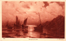 (RECTO / VERSO) REFLETS DE LUNE PAR G. MARONIEZ - N° 7227 - BATEAUX DE PECHES - CPA - Fishing Boats