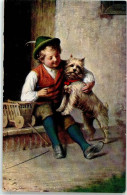 51895121 - Junge Mit Hund Leiterwagen Spielzeug - Perros