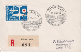 1956 Schweiz, R-Brief, Windisch, Zum:CH 327, Mi:CH 626 Swissair, ⵙ WINDISCH KLOSTERKIRCHE AMPHITHEATER - Brieven En Documenten