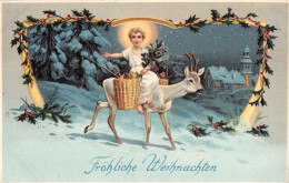 R298080 Frohliche Weihnachten. Angel. Deer. Night. Town. Trees. Snow. GGK. No. 3 - World