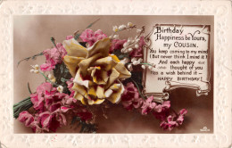 R298140 Greeting Card. Birthday. Cousin. Poetry. Flowers. No. 25. No. 36426. RP - World