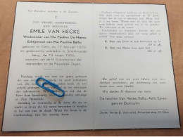 DP - Emile Van Hecke - De Maere - Balliu - Gent 1878 - Sitn-Amandsberg 1956 - Todesanzeige