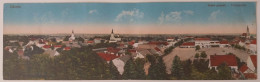 ROMANIA DOUBLE POSTCARD CIACOVA GENERAL VIEW, BUILDINGS, HOUSES, CHURCHES, SQUARE, HORSE DRAWN CARRIAGES, PEOPLE - Romania