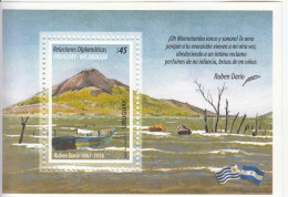 2014 Uruguay Ruben Dario Volcano Nicaragua Flags Souvenir Sheet MNH - Uruguay