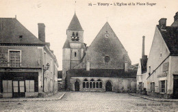 TOURY 28 L'Eglise Et La Place Suger - Andere & Zonder Classificatie