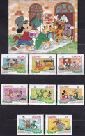 MiNr. 402 - 410, Block 16 Lesotho 1982 Weihnachten: Walt-Disney-Figuren Stellen Das Weihnachtslied Postfrisch/**/MNH - Lesotho (1966-...)