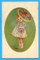 Enfant Fillette Maedchen Little Girl Poupée Parapluie  Sign.Zandrino - Zandrino