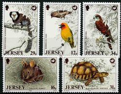 Jersey 1988 MiNr. 442 - 446 WILDLIFE PRESERVATION TRUST V Animals Birds Reptiles 5v MNH**  6,00 € - Affen