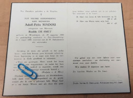 DP - Adolf Madou - De Smet - Wondelgem 1895 - Sint-Amandsberg 1956 - Obituary Notices