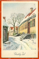 DK150_*   GLAEDELIG JUL BY  ARTIST P.H.H. WAVING GOODBY TO SHIP * ATTATCHED X-MAS CANCEL 1950 - Autres & Non Classés