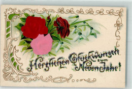 39798321 - Mit Echtstoffaplikation Jugendstil Schneegloeckchen Rosen ASB Nr.82 - Nouvel An