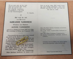 DP - Marie Vandenhecke - Vanherpen - Elsele 1883 - Ronse 1959 - Décès