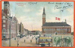 DK150_*   KØBENHAVN RAADHUSET With TRAM * SENT With 2 FRONT STAMPS - Danemark