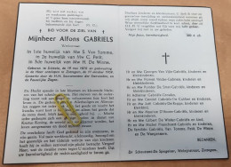 DP - Alfons Gabriels - Van Tomme - Petit - De Winne - Dikkele 1870 - Zottegem 1959 - Obituary Notices