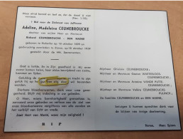 DP - Adeline Ceunebroucke - Den Haene - Nukerke 1899 - Ronse 1959 - Obituary Notices