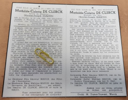 DP - Mathilde De Clerck - Martin - Deurne 1868 - Wervik 1959 - Obituary Notices