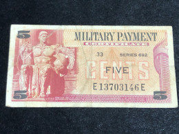 South Viet Nam MILITARY ,Banknotes Of Vietnam-P-M83 Schwan-931 5 Cents, Series 692(1970-1973)vf-1pcs Good Quality-rare - Vietnam