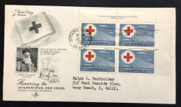 CANADA, Circulated FDC To United States (Long Beach), « RED CROSS », « HENRI DUNANT », 1952 - Croix-Rouge