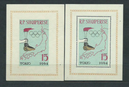 Albania Hojas 1963 Yvert 6H Dentada Y Sin Dentar ** Mnh Juegos Olimpicos De Toky - Albanië