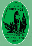 Sticker - Boomkwekerij En Hoveniersbedrijf - J.C. SPIERINGS - MOSSELAARWEG BEST - Autocollants