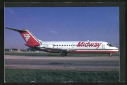 AK Flugzeug Der Fluglinie Midway, McDonnell Douglas DC-9-15 Auf Dem Rollfeld  - 1946-....: Era Moderna