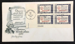 UNITED STATES, Circulated FDC, « AMERICAN CREDO », « George Washington », 1960 - Covers & Documents