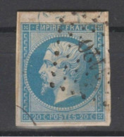 RARETE Pour SPECIALISTE CACHET "CONTROLE T.P." Sur N°14B FOND LIGNE HdF Droit TBE - 1853-1860 Napoléon III.