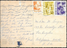 Romania Bucharest Postcard Mailed To USA 1969. 7.50L Rate Phone Automobile Stamps - Cartas & Documentos