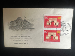 C) 1969. ARGENTINA. FDC. THE GOVERNMENT HOUSE. DOUBLE STAMPS. XF - Argentine