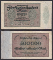 Reichsbanknote - 500000 500.000 Mark 1923 Ros. 87b  F/VF Pick 88a  (19659 - Andere & Zonder Classificatie