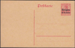 Deutsche Besatzung Belgien 1.WK Ganzsache 10 Centimes Auf 10 Ungebr.  (26147 - Occupazione 1914 – 18