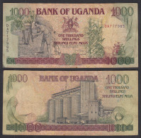 Uganda 1000 Shillings Banknote 1991 Pick 34b F- (4-)     (28984 - Sonstige – Afrika