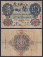 20 Mark 1909 Ro 37 Pick 37 Etwa F (4) Serie D UDR S      (29131 - Altri & Non Classificati