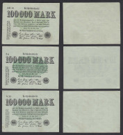 Ro 90a - 3 Stück á 100 Tausend Mark 1923 Pick 91a FZ: AD,E,V BZ: 14,6,33  (30003 - Altri & Non Classificati