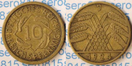 Jaeger 317 - 10 Reichspfennig 1924 J - Weimar    (p662 - 10 Rentenpfennig & 10 Reichspfennig