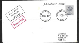 1987 Paquebot Cover, British Stamp Mailed In Porsgrunn, Norway - Covers & Documents