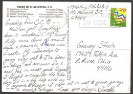 1993 19 Cents Ballooning, Booklet, On Picture Postcard, Charleston SC, 02 Sep - Brieven En Documenten
