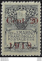 1918 San Marino "Cent. 20 1918" MNH Sassone N. 53 - Sonstige & Ohne Zuordnung