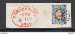 1858 RUSSIA, Catalogo Yvert E Tellier N. 3 - 20 Kopechi Azzurro E Arancio - Piccolo Frammento Di Lettera Usato - Certifi - Autres & Non Classés