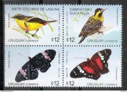 783  Butterflies - Papillons - Birds - Uruguay Yv 2407-10 - MNH - 4,85 - Schmetterlinge