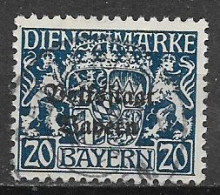 GERMANIA ANTICHI STATI BAYERN 1919  SERVIZIO STEMMA  SOPRASTAMPATA UNIF. 35  USATO VF - Gebraucht