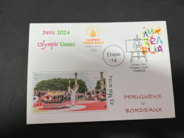 24-5-2024 (6 Z 7) Paris Olympic Games 2024 - Torch Relay (Etape 14 In Bodeaux (23-5-2024) With OZ Stamp - Eté 2024 : Paris