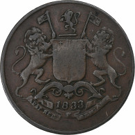 Inde Britannique, BOMBAY PRESIDENCY, 1/4 Anna, 1833, Bombay, Cuivre, TB+, KM:232 - Kolonies