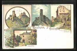 Lithographie Tocnik, Treti Brána, Prvni Brána, Ruine Bei Nacht  - Tchéquie