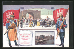 AK Hamburg, Zur Erinnerung An Die Märzfeier Zur 100 Jährigen Erhebung Deutschlands 1813-1913, Brücke, Befreiungskri  - Guerres - Autres